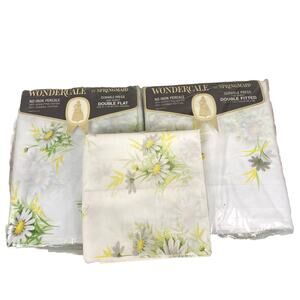 3 NIP Sheet Set ~Double Wondercale Springmaid  Floral Fresh Daisy Full NOS